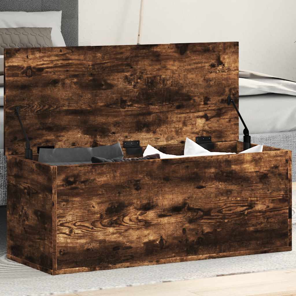 Opbergbox 90x35x35 cm bewerkt hout gerookt eikenkleurig is nu te koop bij PeponiXL, paradijselijk wonen!