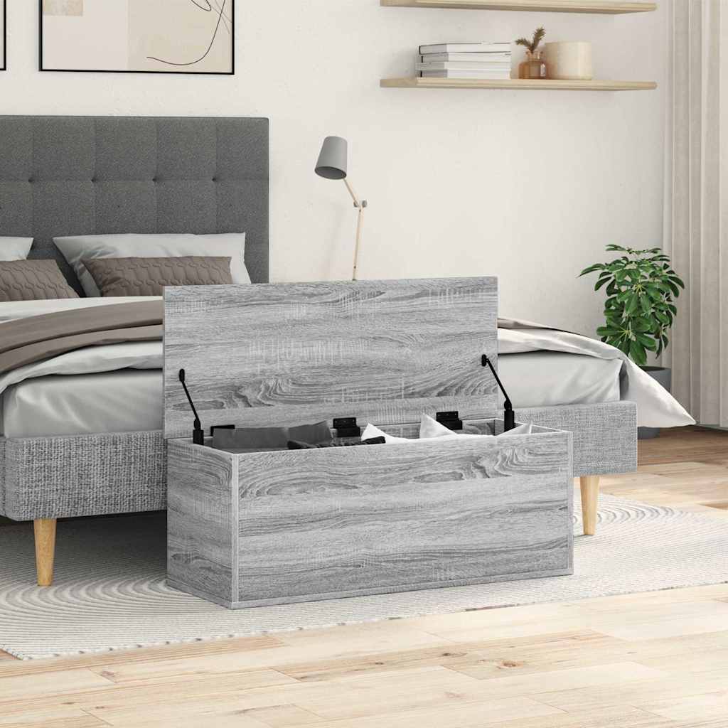 Opbergbox 90x35x35 cm bewerkt hout grijs sonoma eikenkleurig is nu te koop bij PeponiXL, paradijselijk wonen!