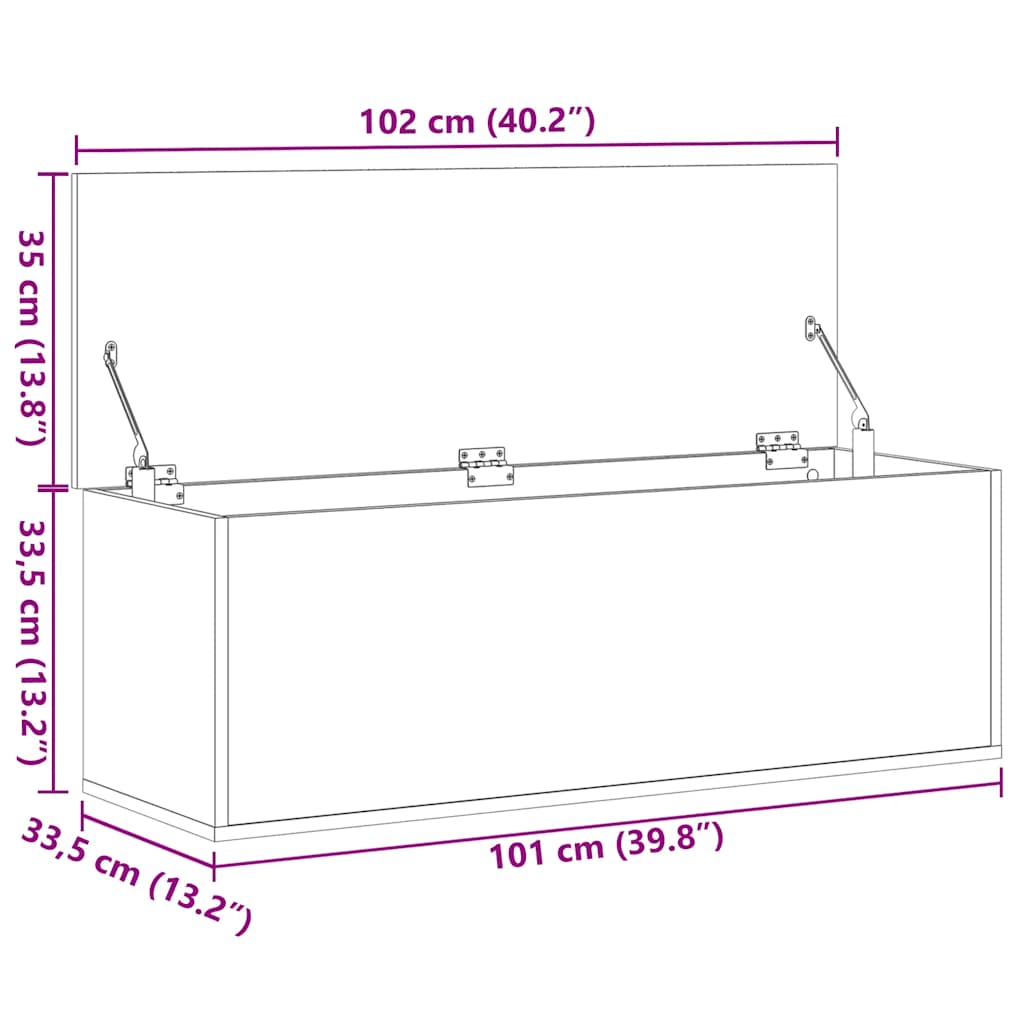 Opbergbox 102x35x35 cm bewerkt hout sonoma eikenkleurig is nu te koop bij PeponiXL, paradijselijk wonen!