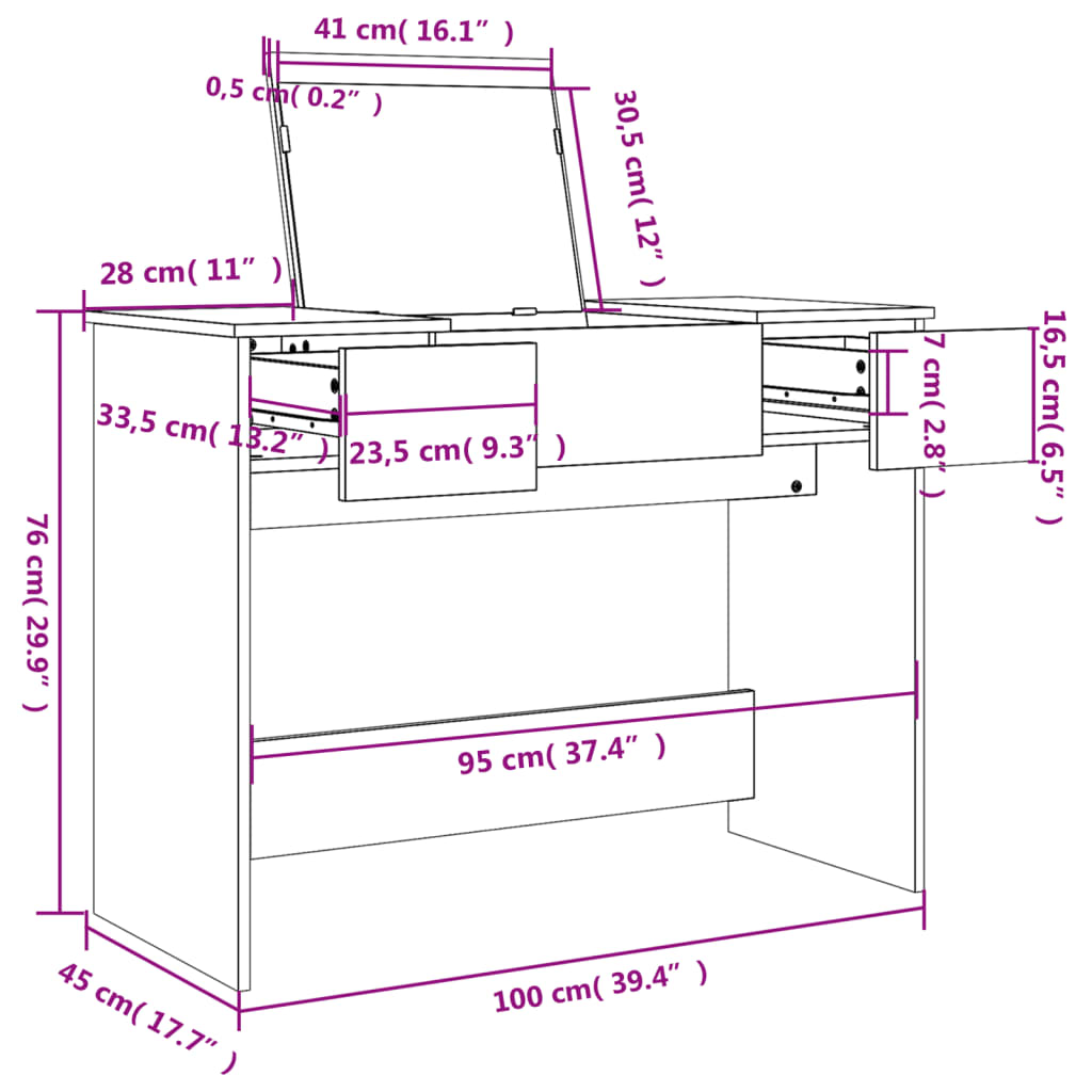 Kaptafel met spiegel 100x45x76 cm wit is nu te koop bij PeponiXL, paradijselijk wonen!