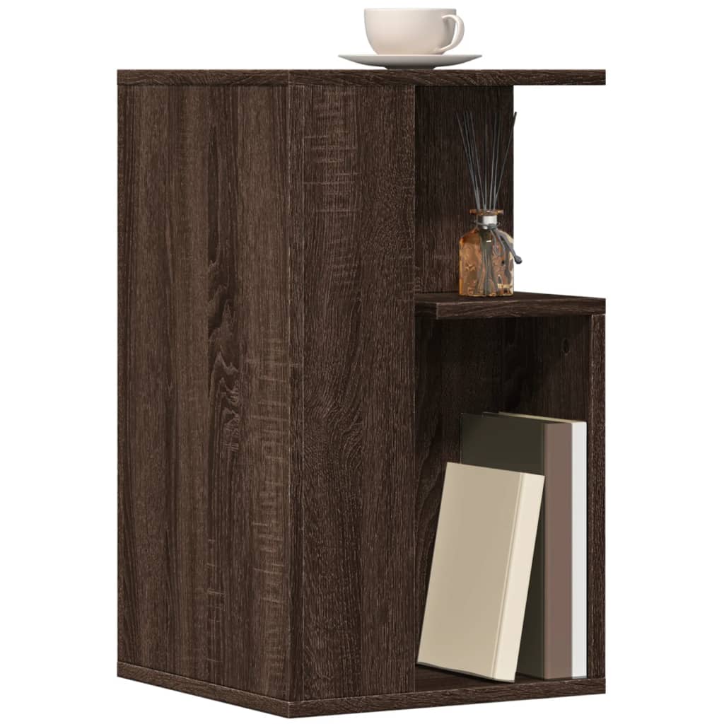 Bijzettafel 35x35x60 cm bewerkt hout bruin eikenkleurig is nu te koop bij PeponiXL, paradijselijk wonen!