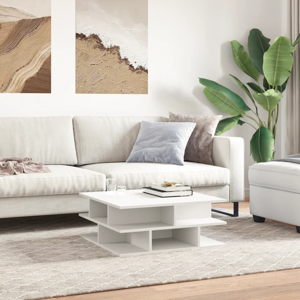 Salontafel 70x70x29 cm bewerkt hout wit is nu te koop bij PeponiXL, paradijselijk wonen!