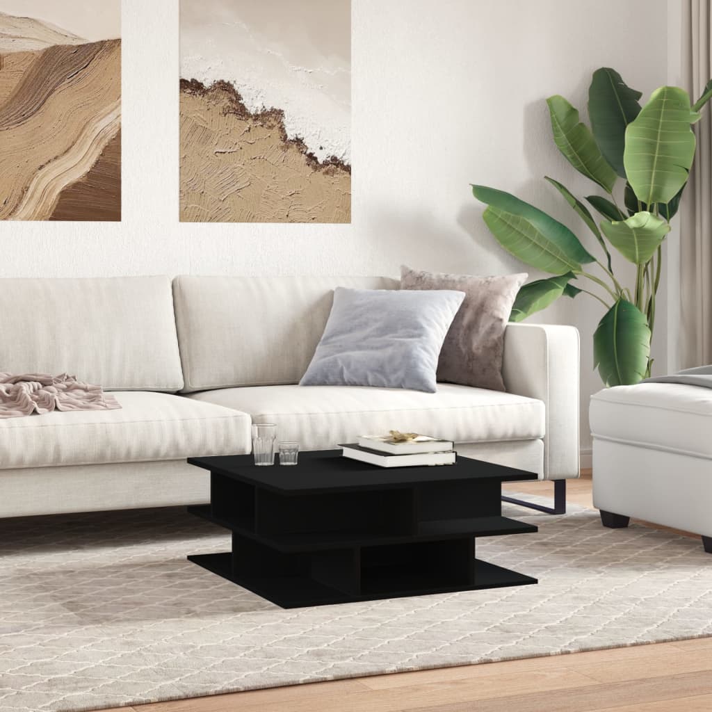Salontafel 70x70x29 cm bewerkt hout zwart is nu te koop bij PeponiXL, paradijselijk wonen!