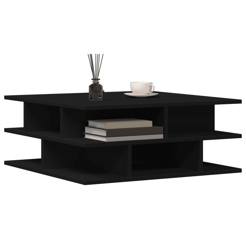 Salontafel 70x70x29 cm bewerkt hout zwart is nu te koop bij PeponiXL, paradijselijk wonen!