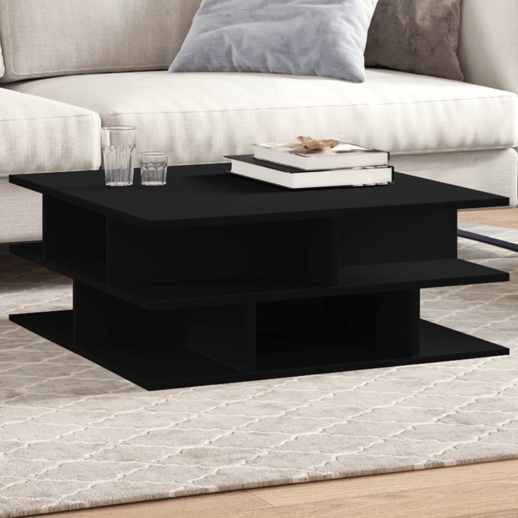 Salontafel 70x70x29 cm bewerkt hout zwart is nu te koop bij PeponiXL, paradijselijk wonen!