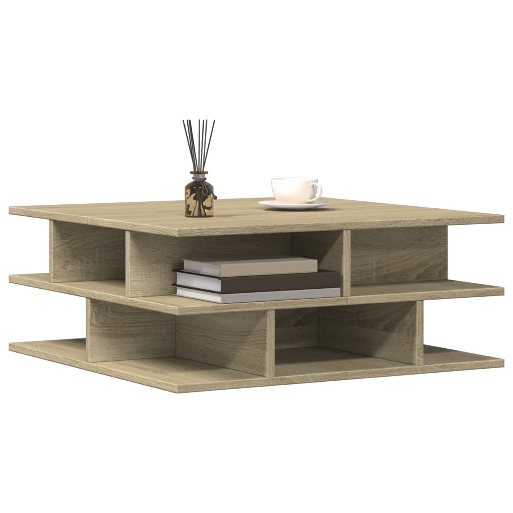 Salontafel 70x70x29 cm bewerkt hout sonoma eikenkleurig is nu te koop bij PeponiXL, paradijselijk wonen!