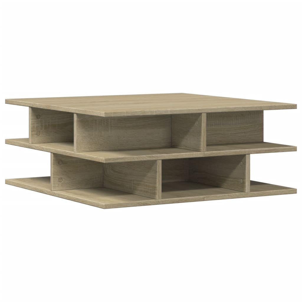 Salontafel 70x70x29 cm bewerkt hout sonoma eikenkleurig is nu te koop bij PeponiXL, paradijselijk wonen!