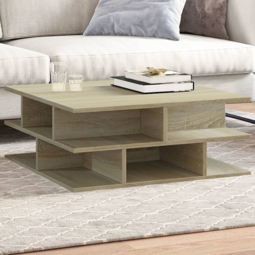 Salontafel 70x70x29 cm bewerkt hout sonoma eikenkleurig is nu te koop bij PeponiXL, paradijselijk wonen!