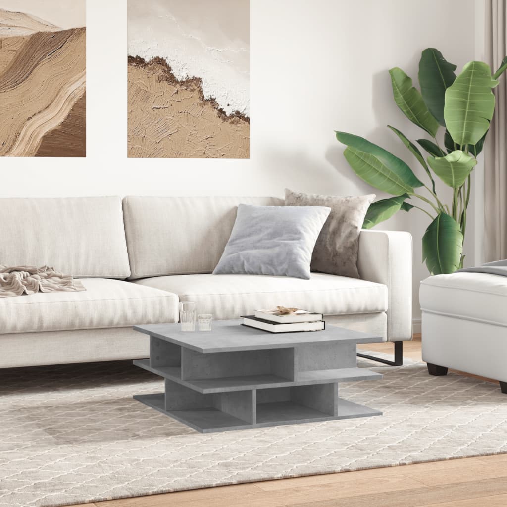Salontafel 70x70x29 cm bewerkt hout betongrijs is nu te koop bij PeponiXL, paradijselijk wonen!