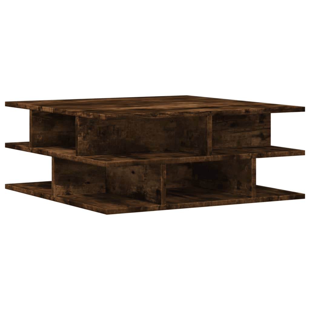 Salontafel 70x70x29 cm bewerkt hout gerookt eikenkleurig is nu te koop bij PeponiXL, paradijselijk wonen!