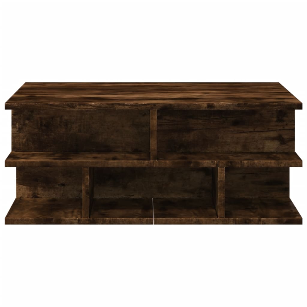 Salontafel 70x70x29 cm bewerkt hout gerookt eikenkleurig is nu te koop bij PeponiXL, paradijselijk wonen!