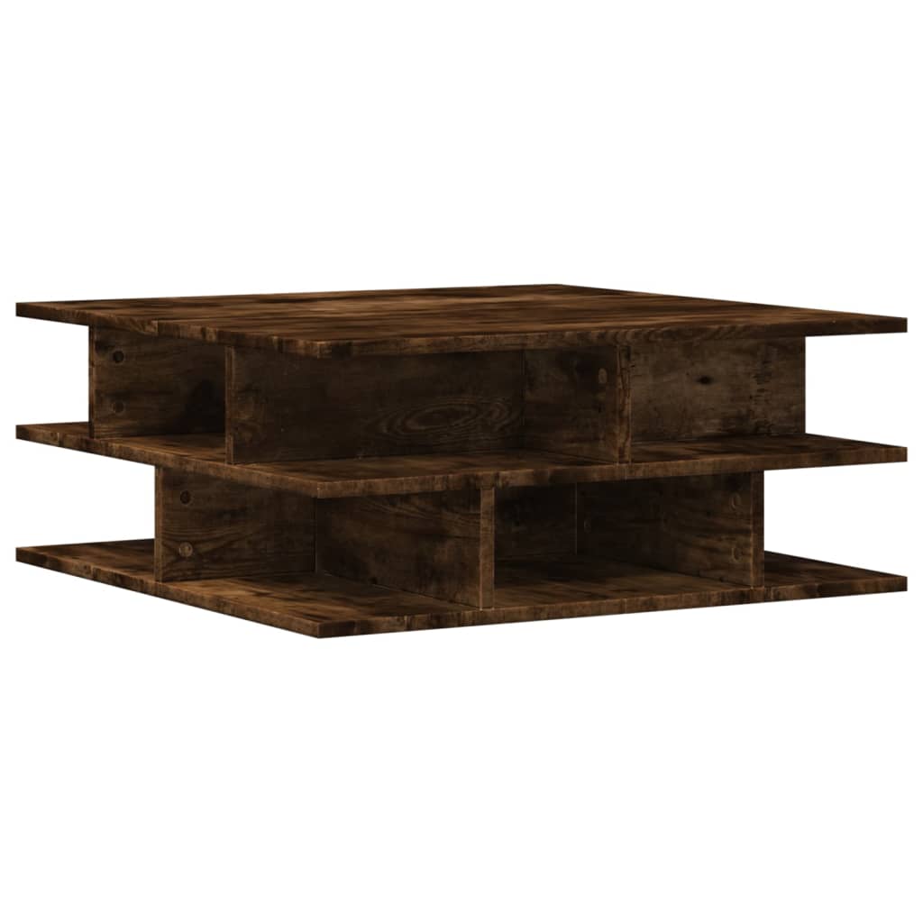 Salontafel 70x70x29 cm bewerkt hout gerookt eikenkleurig is nu te koop bij PeponiXL, paradijselijk wonen!