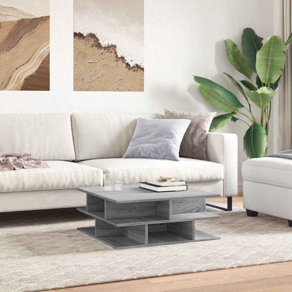 Salontafel 70x70x29 cm bewerkt hout grijs sonoma is nu te koop bij PeponiXL, paradijselijk wonen!