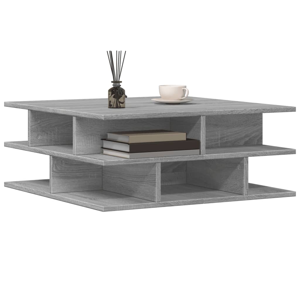 Salontafel 70x70x29 cm bewerkt hout grijs sonoma is nu te koop bij PeponiXL, paradijselijk wonen!
