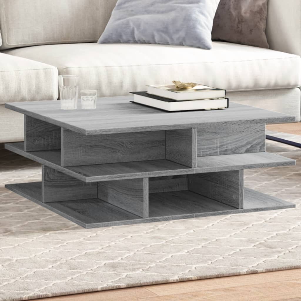 Salontafel 70x70x29 cm bewerkt hout grijs sonoma is nu te koop bij PeponiXL, paradijselijk wonen!