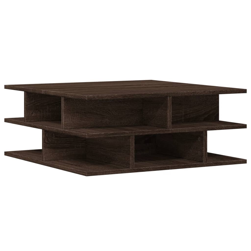 Salontafel 70x70x29 cm bewerkt hout bruin eikenkleur is nu te koop bij PeponiXL, paradijselijk wonen!