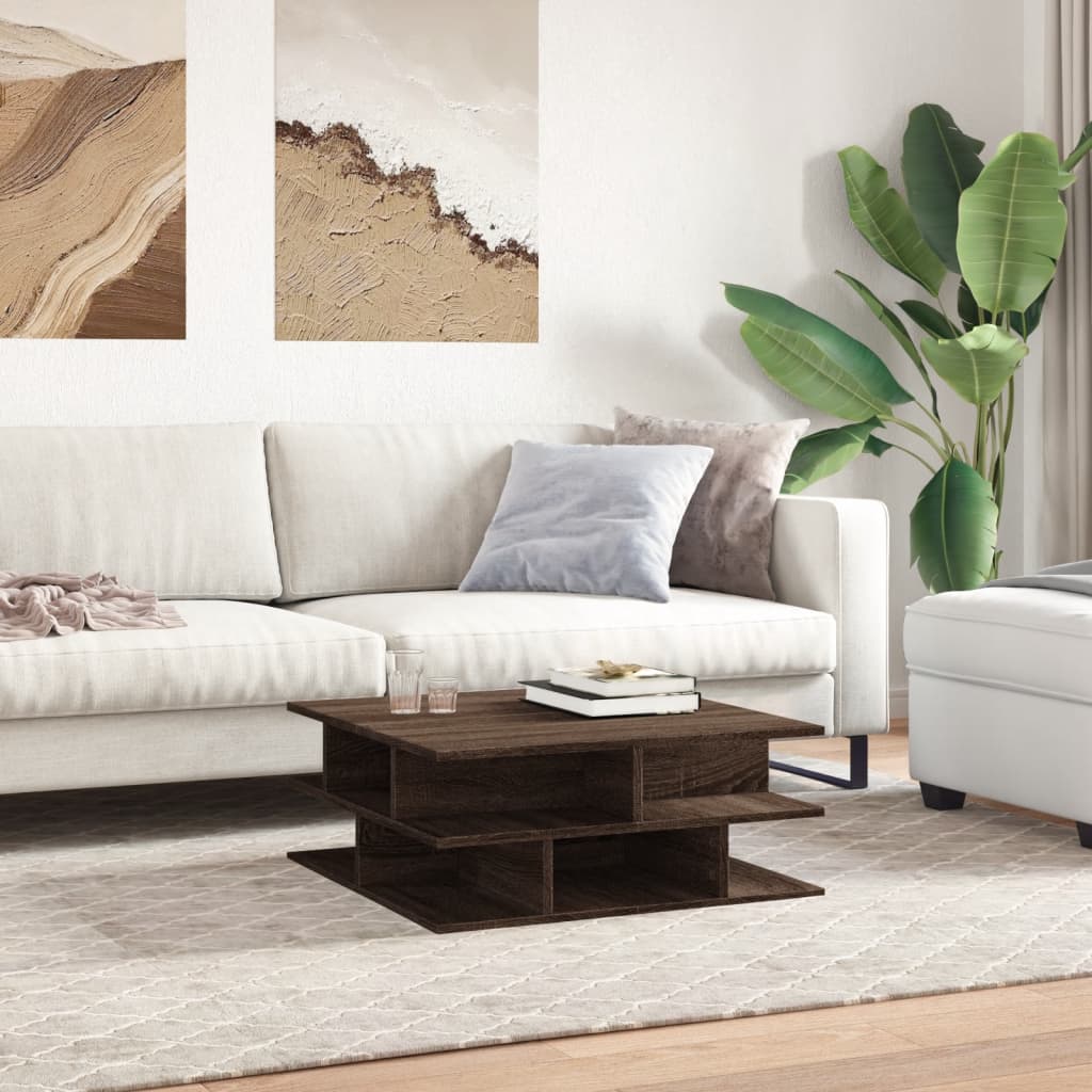 Salontafel 70x70x29 cm bewerkt hout bruin eikenkleur is nu te koop bij PeponiXL, paradijselijk wonen!