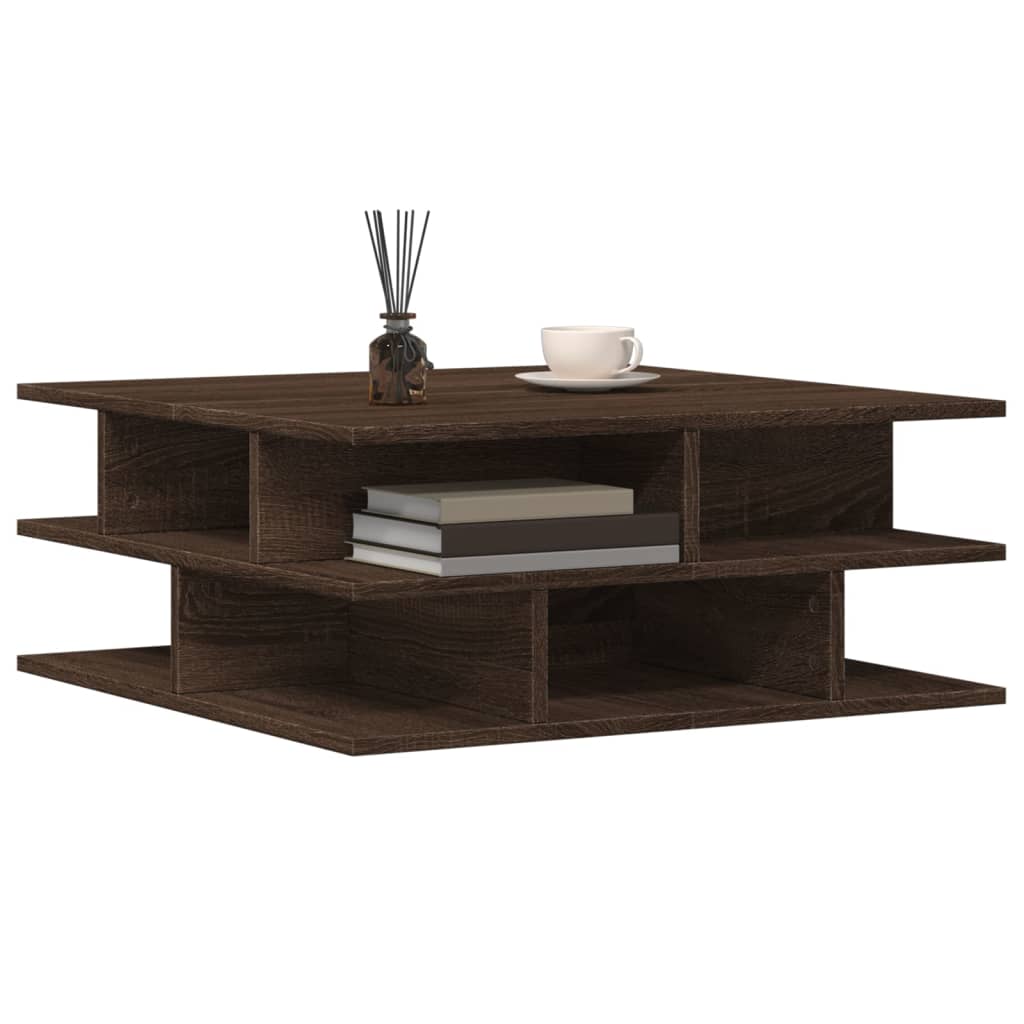 Salontafel 70x70x29 cm bewerkt hout bruin eikenkleur is nu te koop bij PeponiXL, paradijselijk wonen!