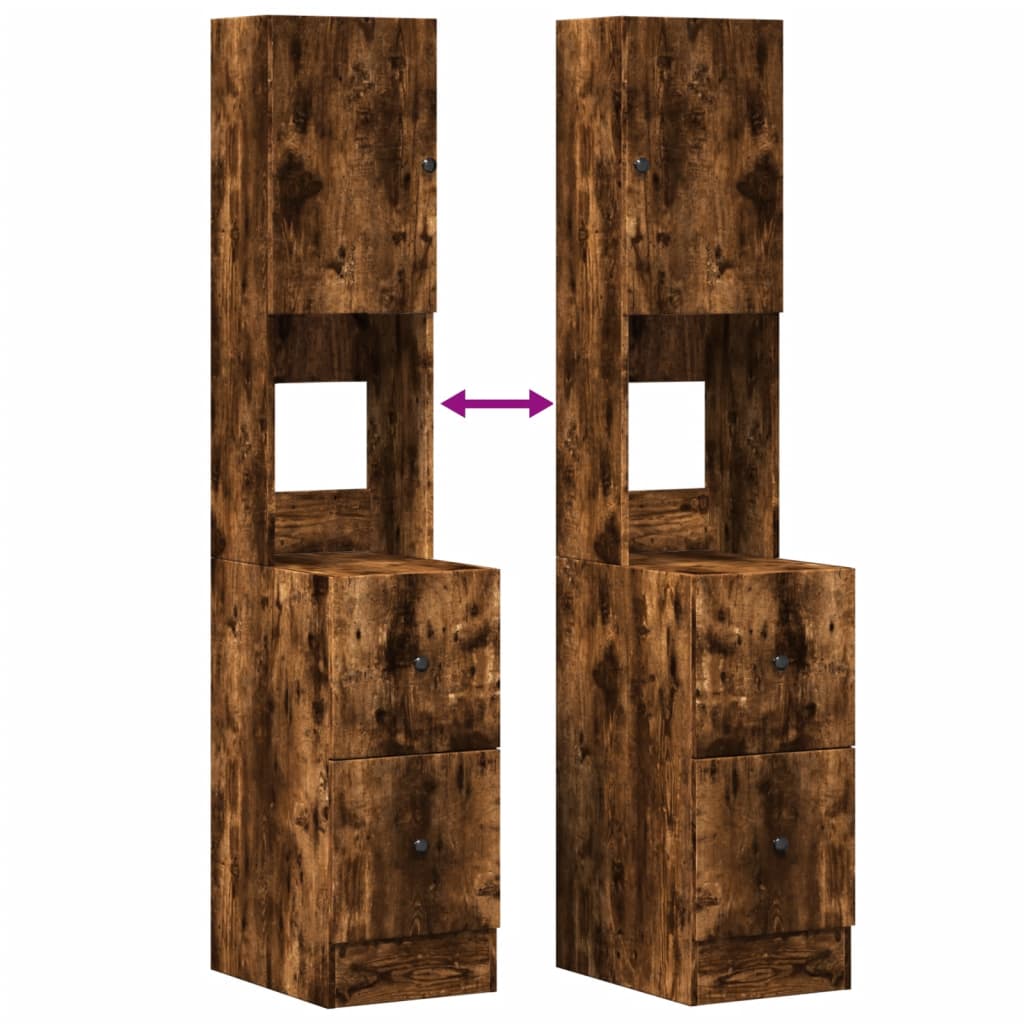 Keukenkast 35x50x180 cm bewerkt hout gerookt eikenkleurig is nu te koop bij PeponiXL, paradijselijk wonen!