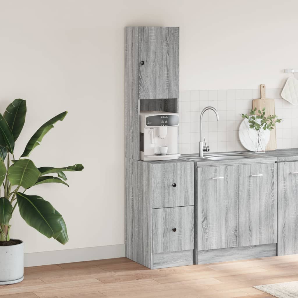 Keukenkast 35x50x180 cm bewerkt hout grijs sonoma eiken is nu te koop bij PeponiXL, paradijselijk wonen!