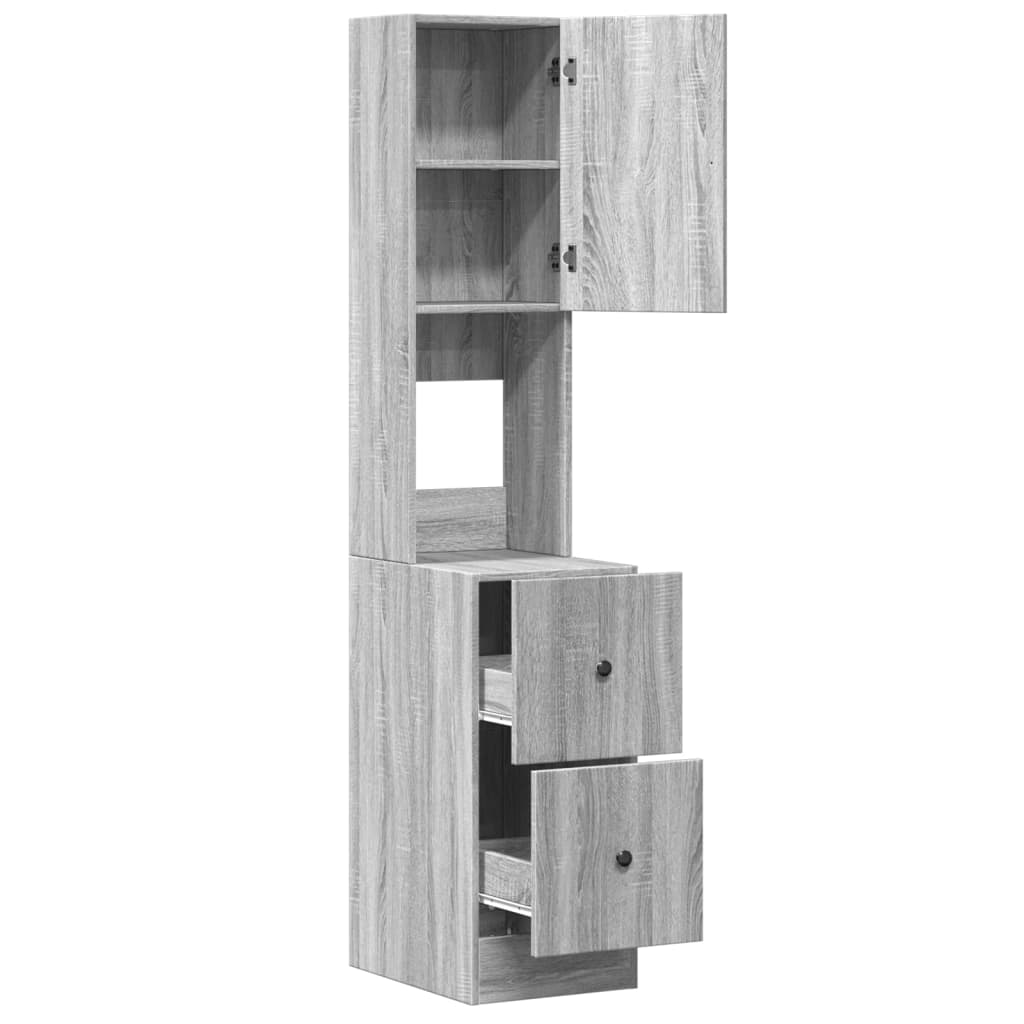 Keukenkast 35x50x180 cm bewerkt hout grijs sonoma eiken is nu te koop bij PeponiXL, paradijselijk wonen!