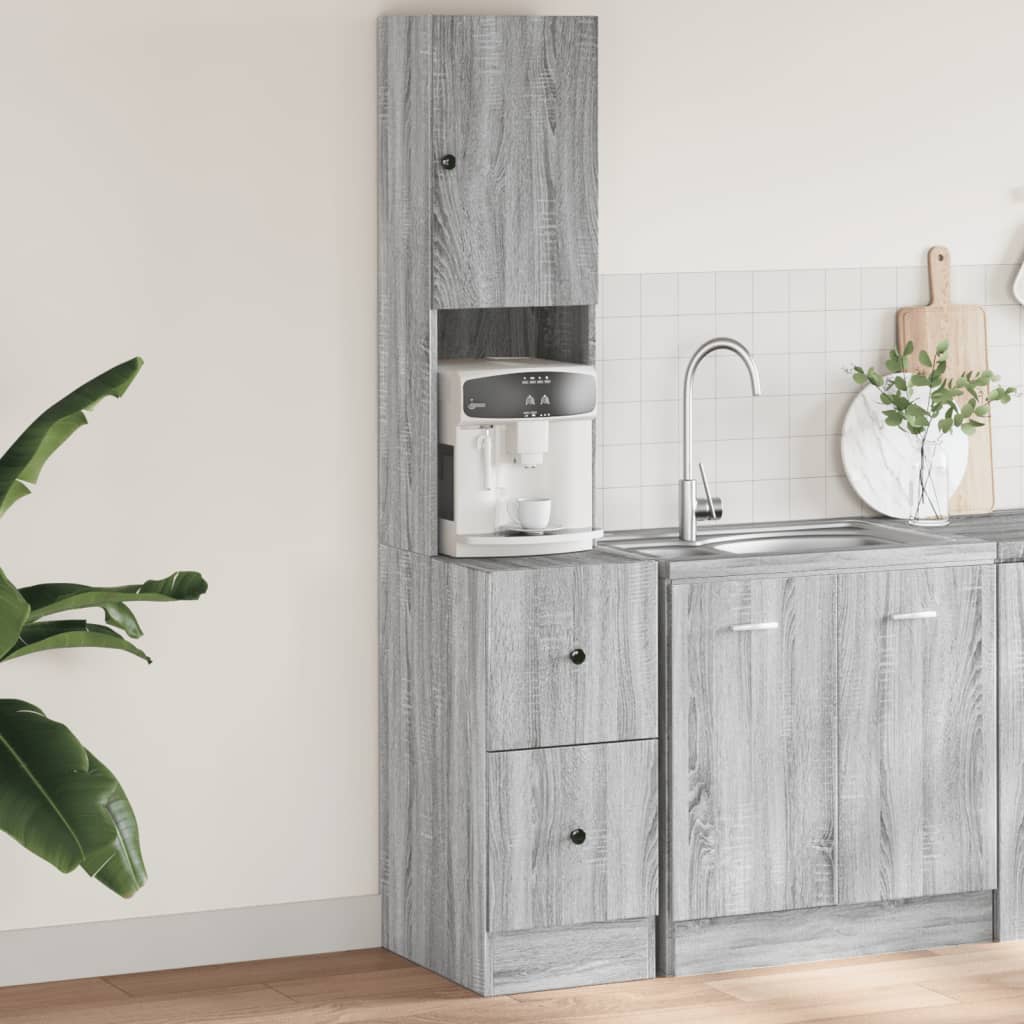 Keukenkast 35x50x180 cm bewerkt hout grijs sonoma eiken is nu te koop bij PeponiXL, paradijselijk wonen!