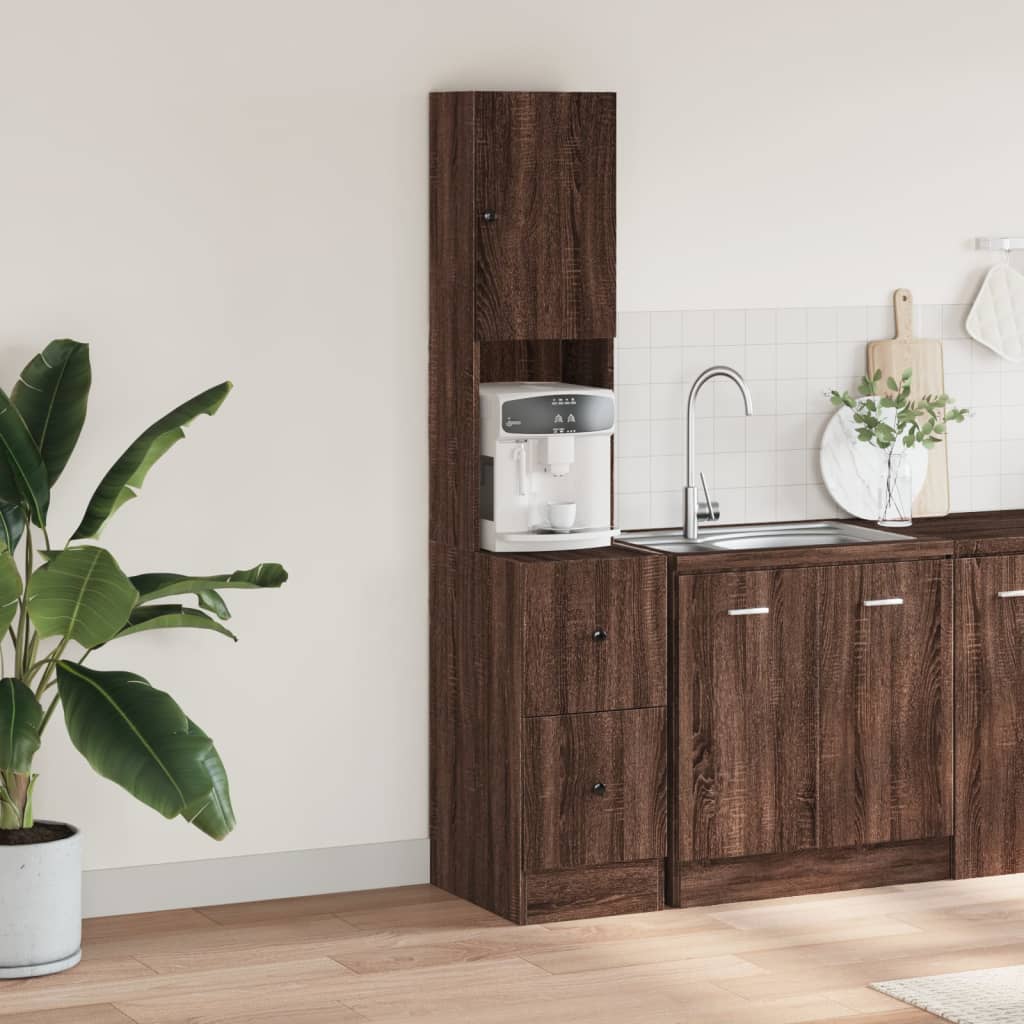 Keukenkast 35x50x180 cm bewerkt hout bruin eikenkleurig is nu te koop bij PeponiXL, paradijselijk wonen!