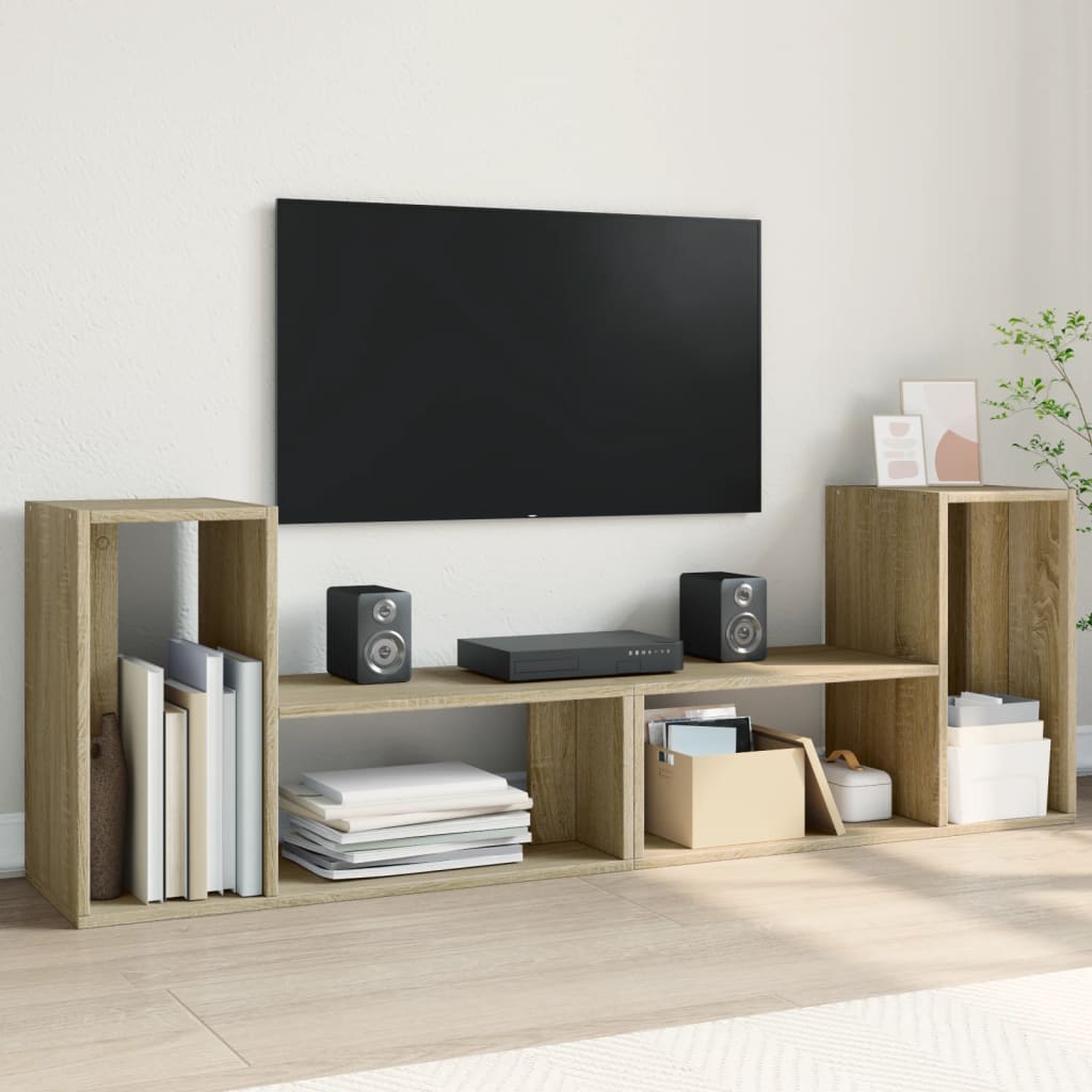 Tv-meubelen 2 st 75x30x50 cm bewerkt hout sonoma eikenkleurig is nu te koop bij PeponiXL, paradijselijk wonen!