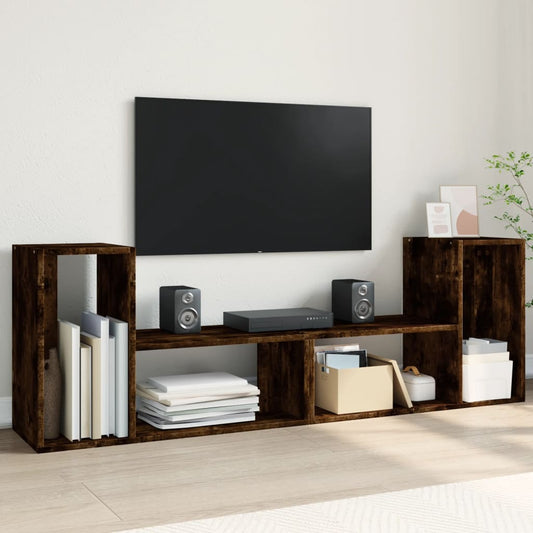 Tv-meubelen 2 st 75x30x50 cm bewerkt hout gerookt eikenkleurig is nu te koop bij PeponiXL, paradijselijk wonen!