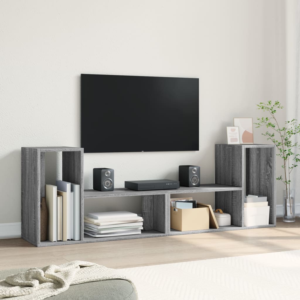 Tv-meubelen 2 st 75x30x50 cm bewerkt hout grijs sonoma eiken is nu te koop bij PeponiXL, paradijselijk wonen!