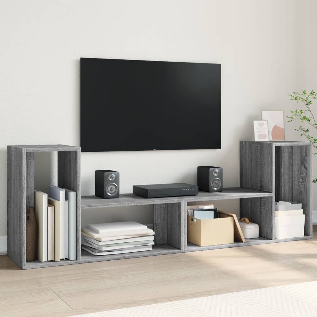 Tv-meubelen 2 st 75x30x50 cm bewerkt hout grijs sonoma eiken is nu te koop bij PeponiXL, paradijselijk wonen!