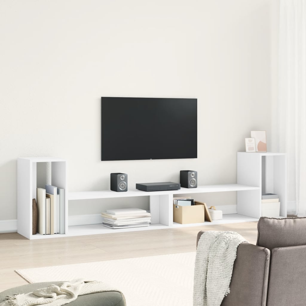 Tv-meubelen 2 st 100x30x50 cm bewerkt hout wit is nu te koop bij PeponiXL, paradijselijk wonen!