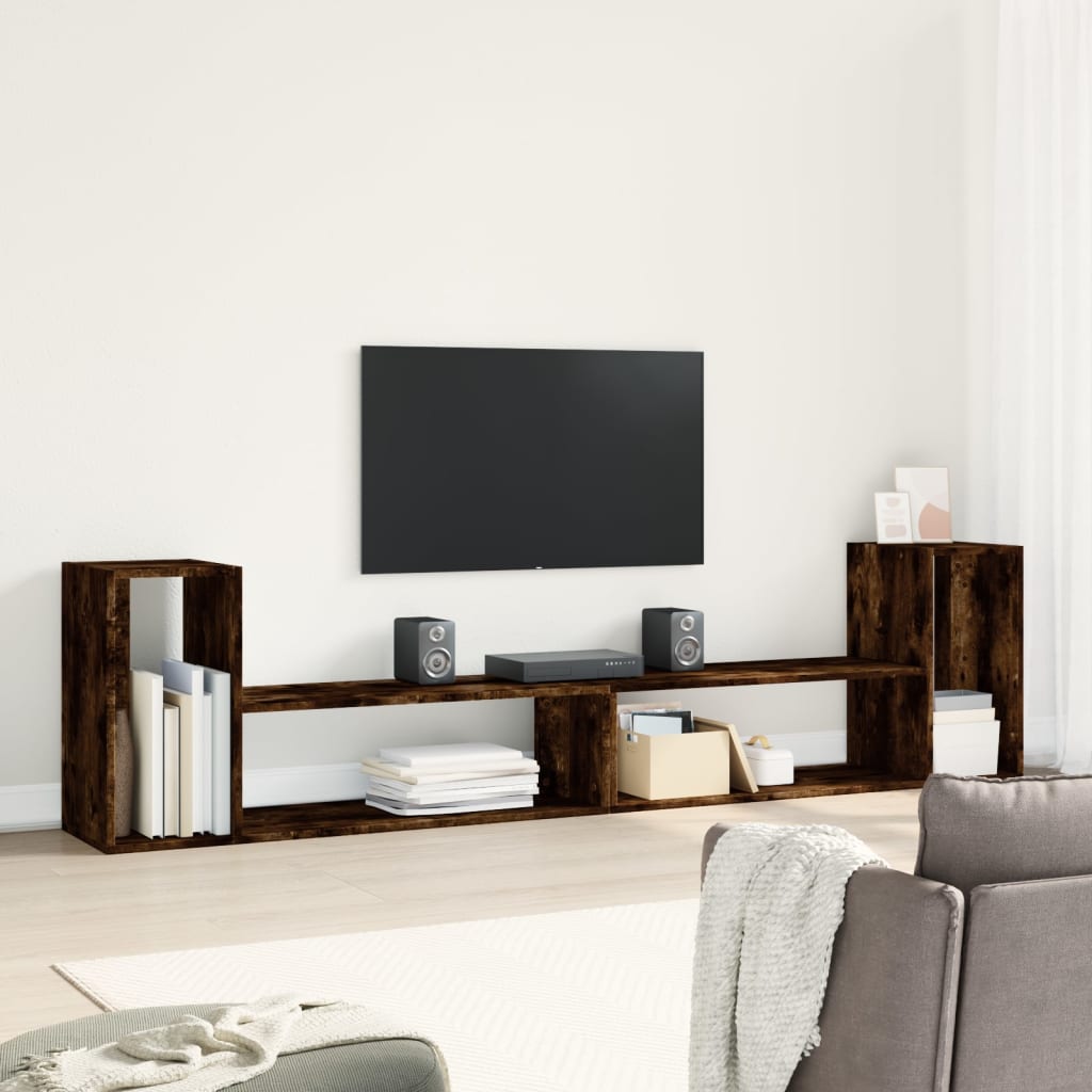 Tv-meubelen 2 st 100x30x50 cm bewerkt hout gerookt eikenkleurig is nu te koop bij PeponiXL, paradijselijk wonen!