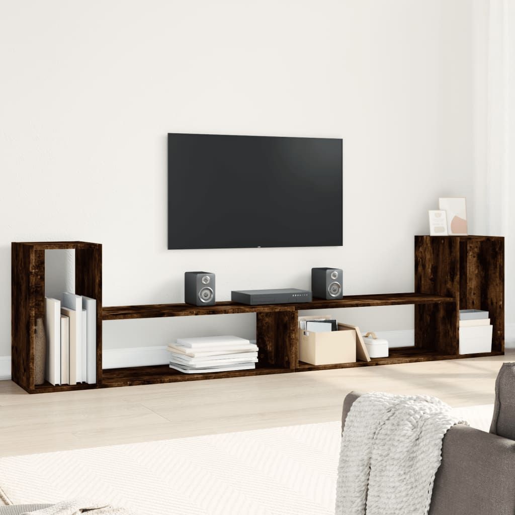 Tv-meubelen 2 st 100x30x50 cm bewerkt hout gerookt eikenkleurig is nu te koop bij PeponiXL, paradijselijk wonen!