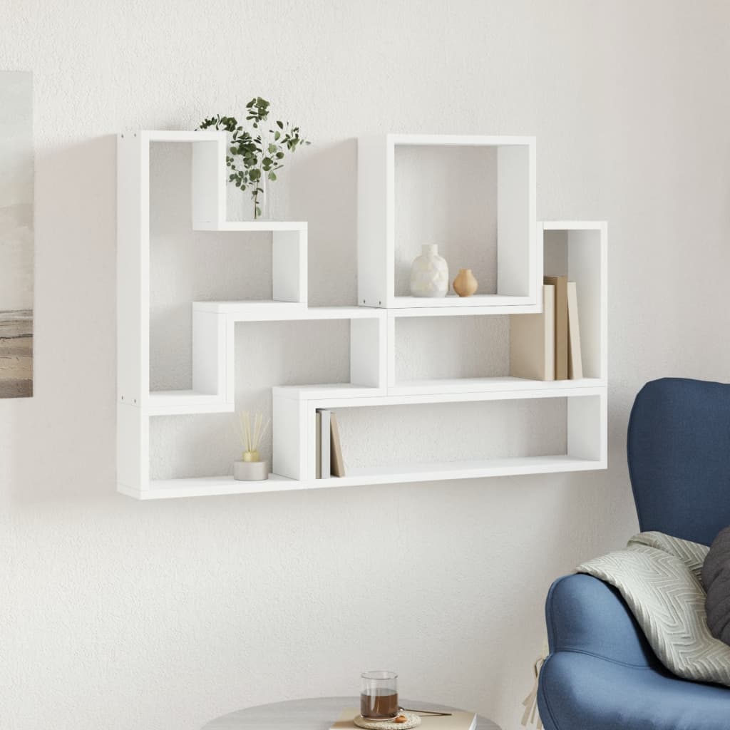 Wandschap 96x12x64 cm bewerkt hout wit is nu te koop bij PeponiXL, paradijselijk wonen!