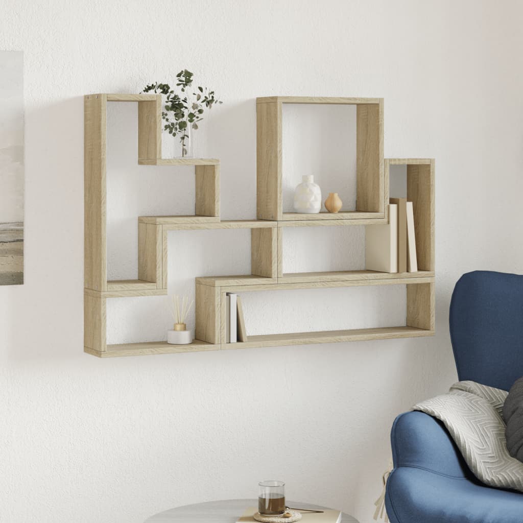 Wandschap 96x12x64 cm bewerkt hout sonoma eikenkleurig is nu te koop bij PeponiXL, paradijselijk wonen!
