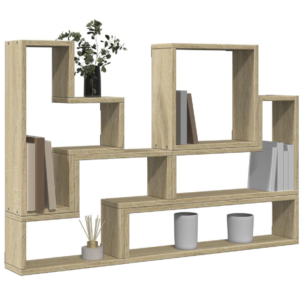 Wandschap 96x12x64 cm bewerkt hout sonoma eikenkleurig is nu te koop bij PeponiXL, paradijselijk wonen!