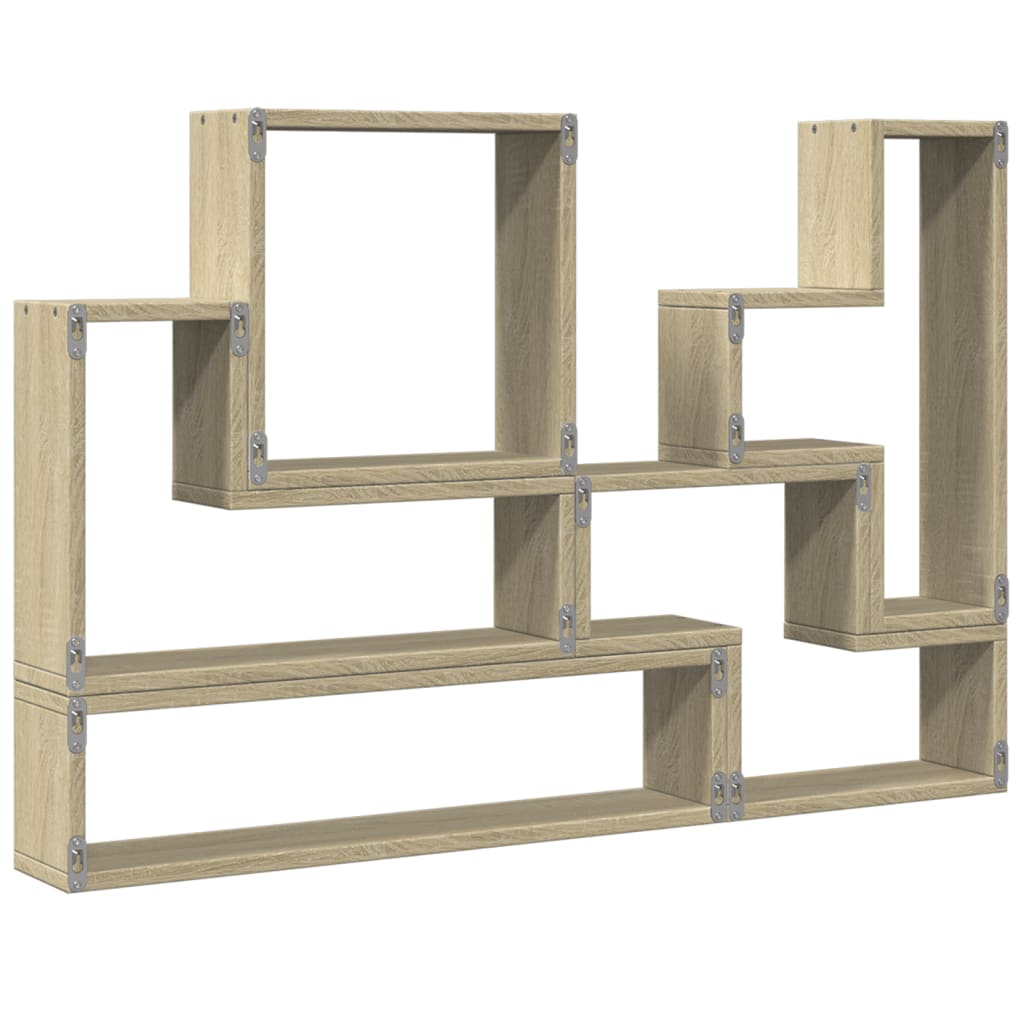 Wandschap 96x12x64 cm bewerkt hout sonoma eikenkleurig is nu te koop bij PeponiXL, paradijselijk wonen!