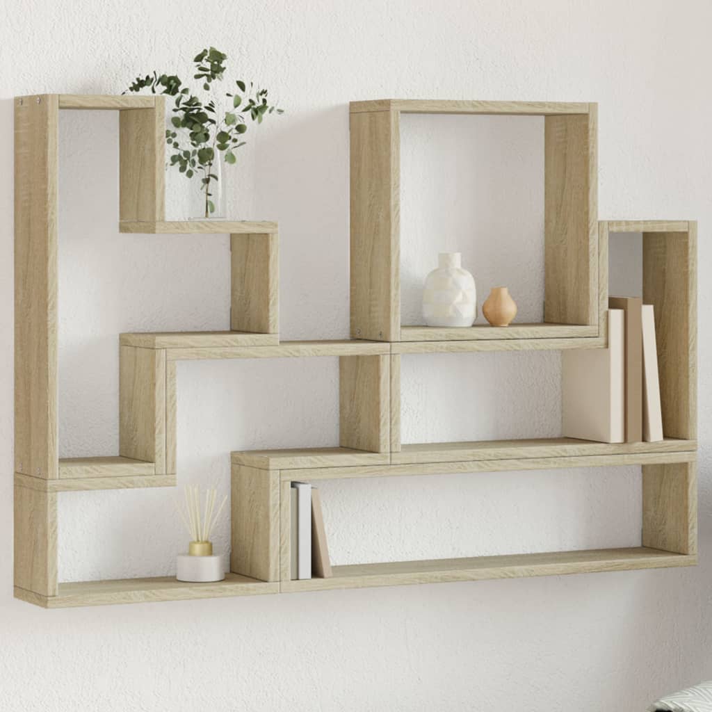 Wandschap 96x12x64 cm bewerkt hout sonoma eikenkleurig is nu te koop bij PeponiXL, paradijselijk wonen!