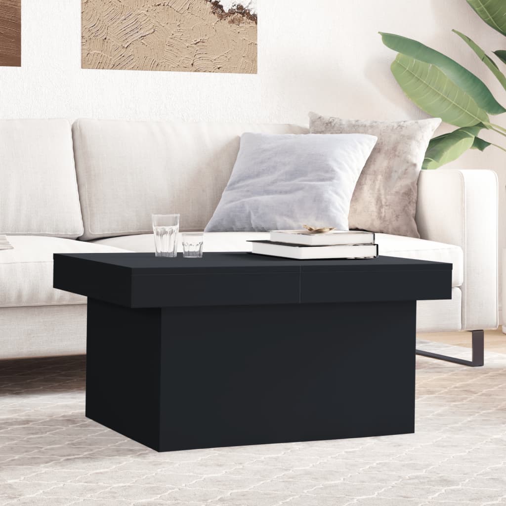 Salontafel 80x55x40 cm bewerkt hout zwart is nu te koop bij PeponiXL, paradijselijk wonen!