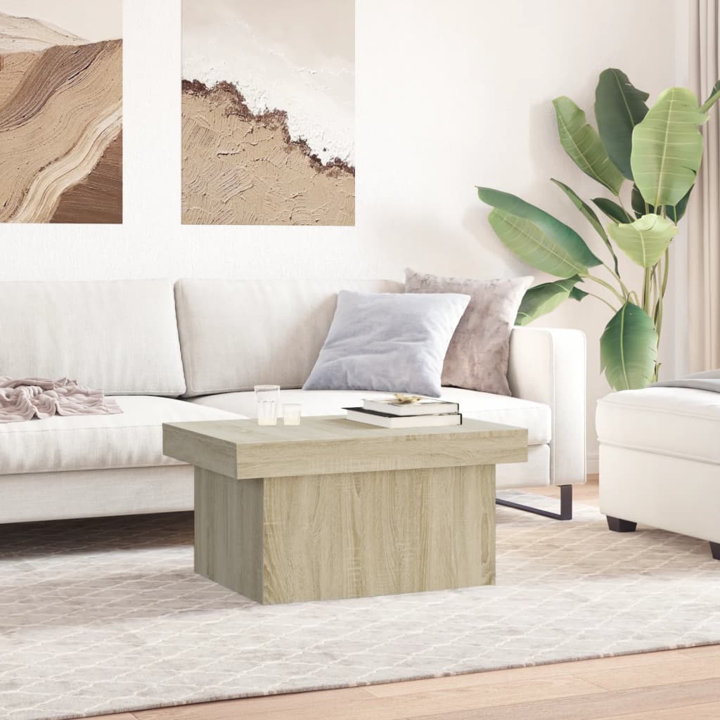 Salontafel 80x55x40 cm bewerkt hout sonoma eikenkleurig is nu te koop bij PeponiXL, paradijselijk wonen!
