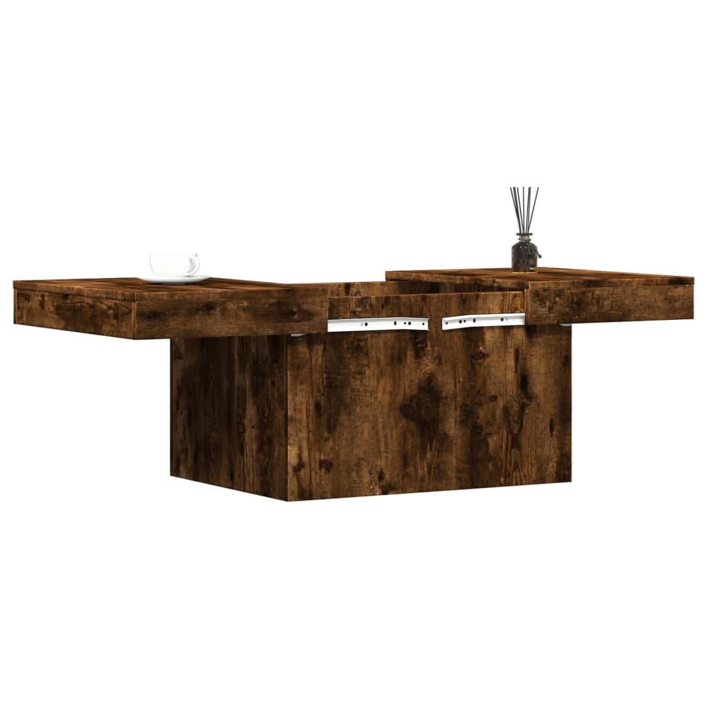 Salontafel 80x55x40 cm bewerkt hout gerookt eikenkleurig is nu te koop bij PeponiXL, paradijselijk wonen!