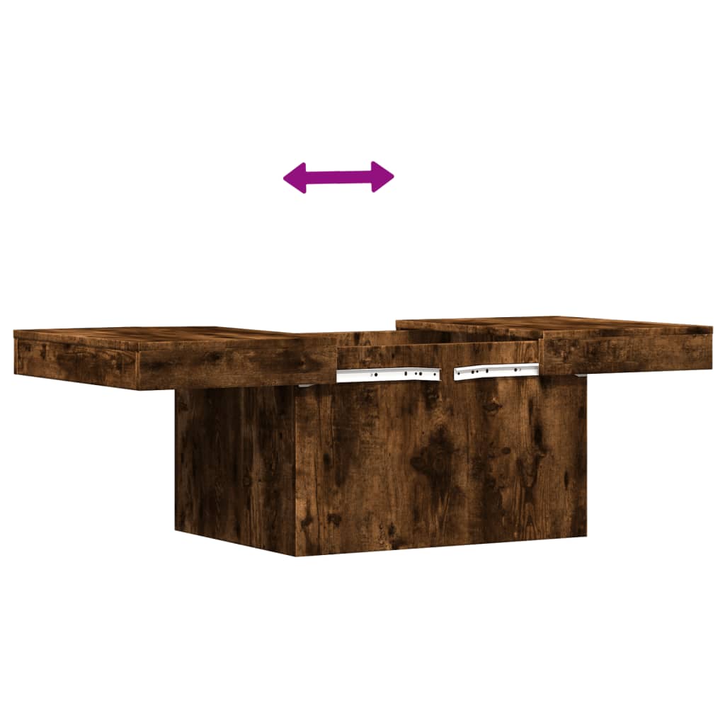 Salontafel 80x55x40 cm bewerkt hout gerookt eikenkleurig is nu te koop bij PeponiXL, paradijselijk wonen!