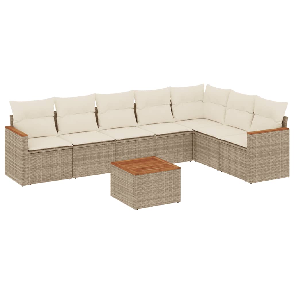 8-delige Loungeset met kussens poly rattan beige is nu te koop bij PeponiXL, paradijselijk wonen!