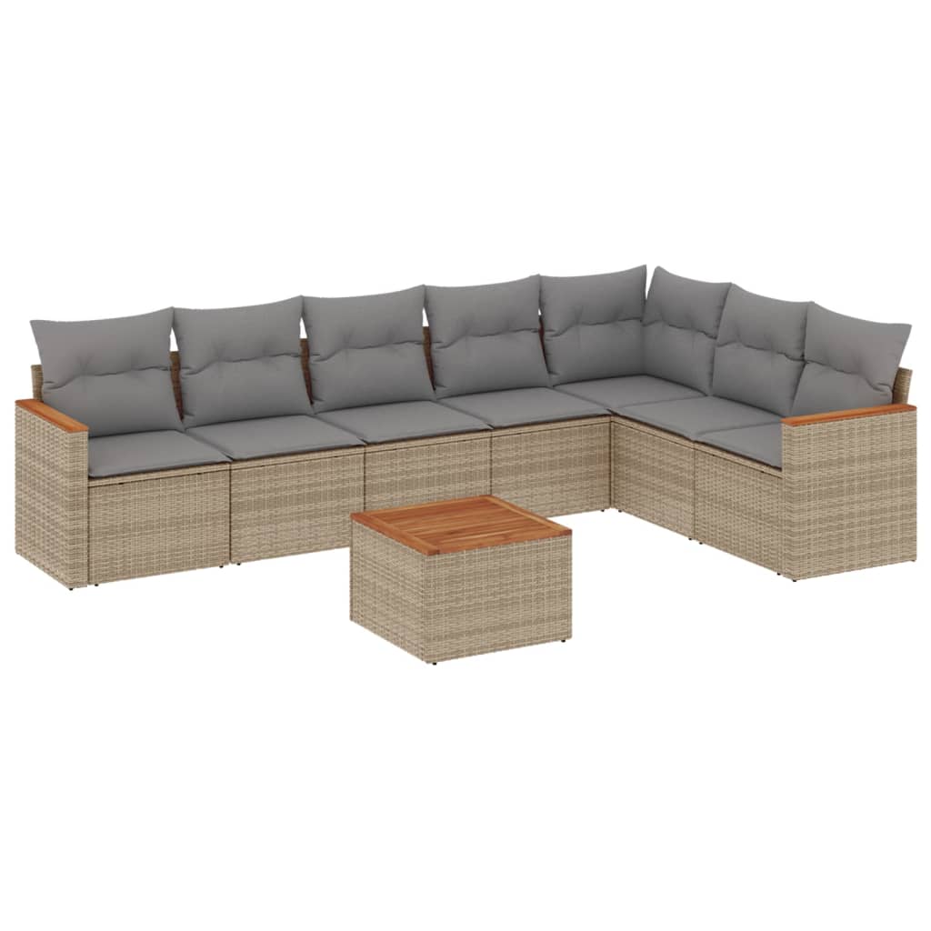 8-delige Loungeset met kussens poly rattan gemengd beige is nu te koop bij PeponiXL, paradijselijk wonen!