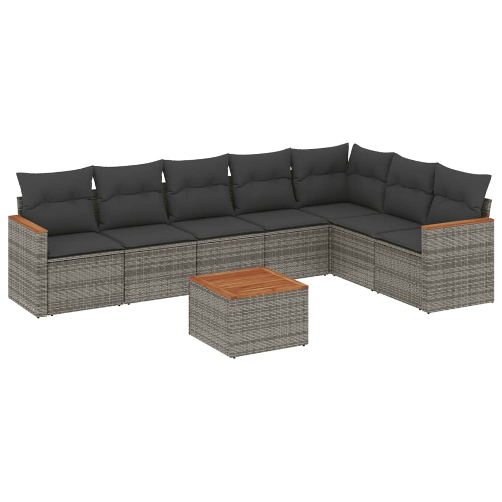 8-delige Loungeset met kussens poly rattan grijs is nu te koop bij PeponiXL, paradijselijk wonen!