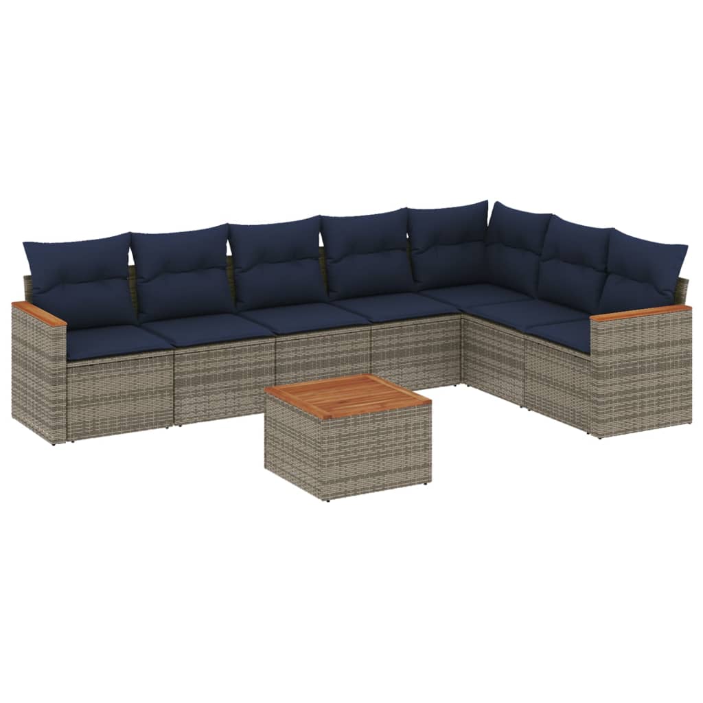 8-delige tuinbankset met kussens, grijs polyrotan is nu te koop bij PeponiXL, paradijselijk wonen!