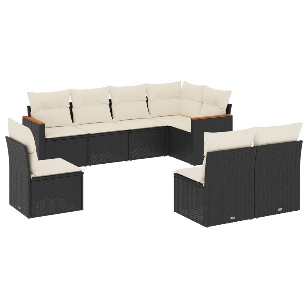 8-delige Loungeset met kussens poly rattan zwart is nu te koop bij PeponiXL, paradijselijk wonen!
