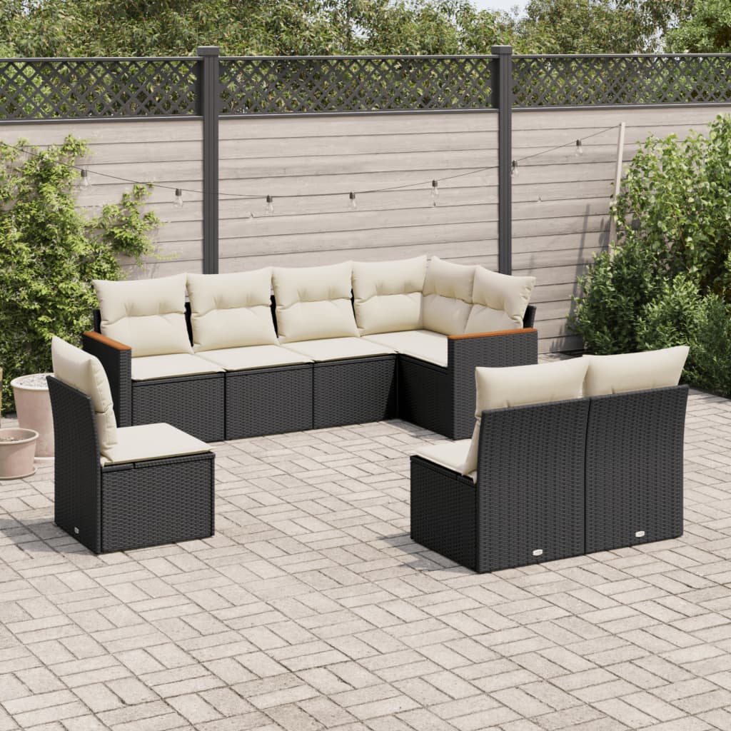 8-delige Loungeset met kussens poly rattan zwart is nu te koop bij PeponiXL, paradijselijk wonen!