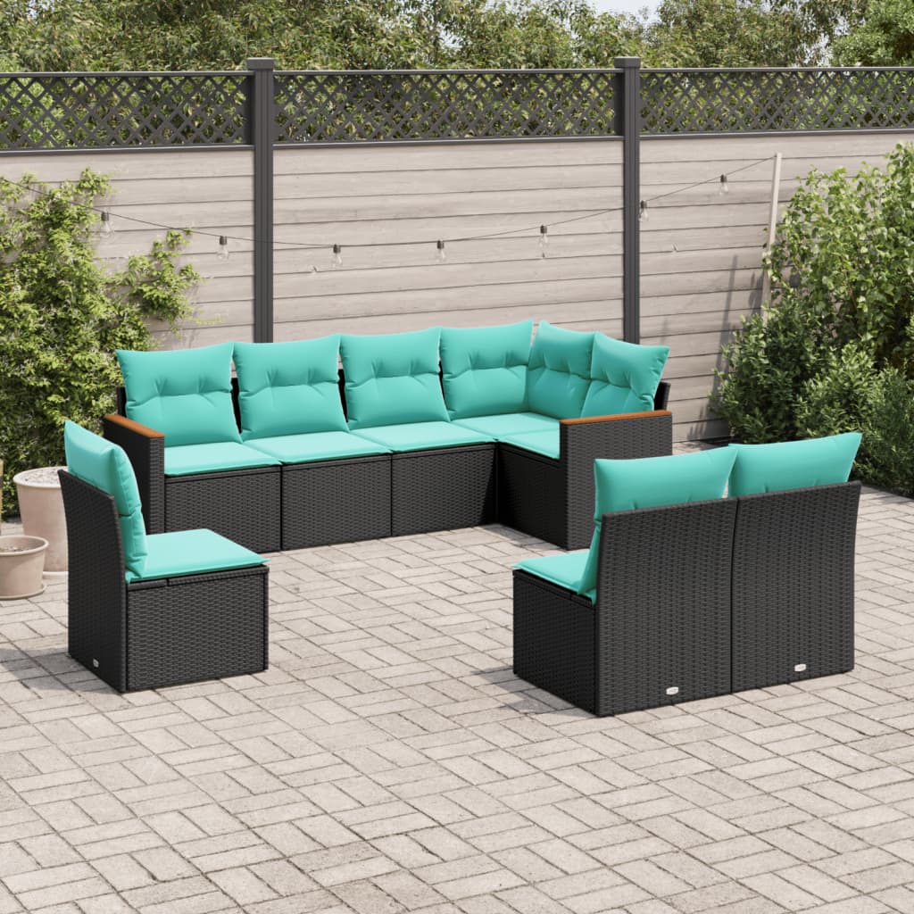 8-delige tuinbankset met kussens, zwart polyrotan is nu te koop bij PeponiXL, paradijselijk wonen!